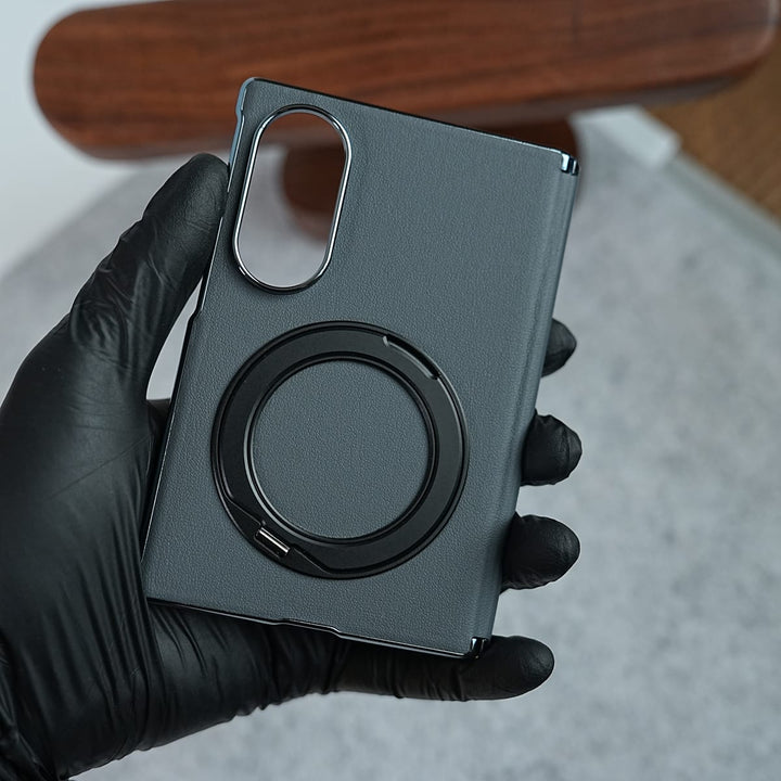 FRATO Z Fold 8 Series Premium Leather Texture Case For Galaxy Z Fold 8 | Foldable Ring Stand &amp; Metal Camera Frame