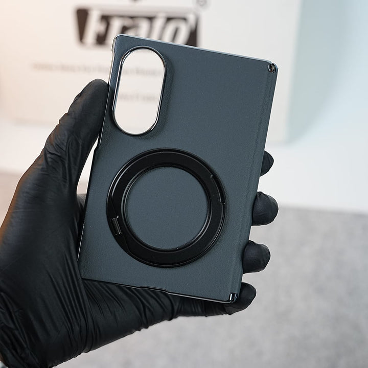 FRATO Z Fold 8 Series Premium Leather Texture Case For Galaxy Z Fold 8 | Foldable Ring Stand &amp; Metal Camera Frame