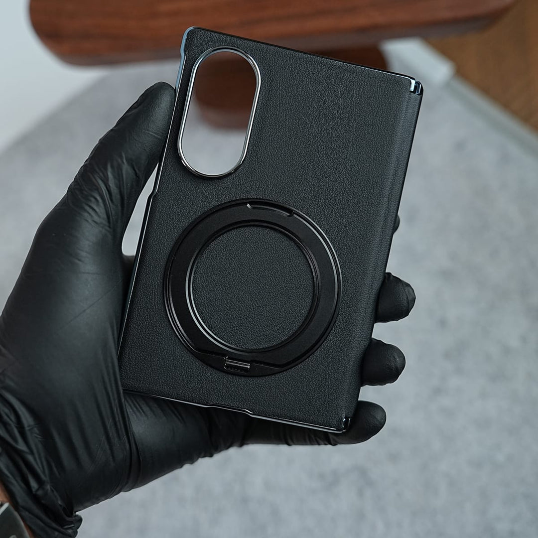 FRATO Z Fold 8 Series Premium Leather Texture Case For Galaxy Z Fold 8 | Foldable Ring Stand &amp; Metal Camera Frame