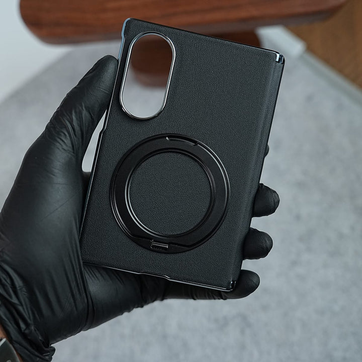 FRATO Z Fold 8 Series Premium Leather Texture Case For Galaxy Z Fold 8 | Foldable Ring Stand &amp; Metal Camera Frame