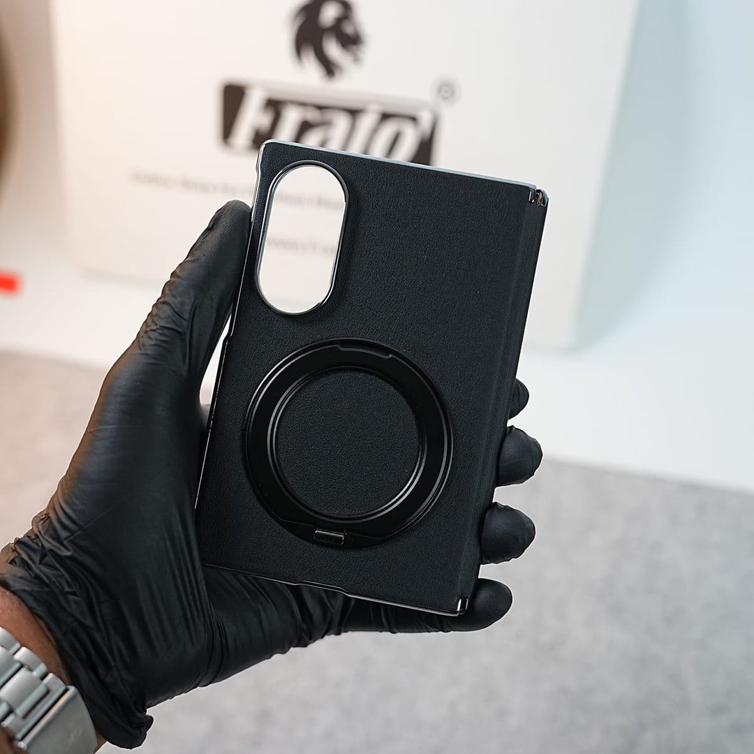 FRATO Z Fold 8 Series Premium Leather Texture Case For Galaxy Z Fold 8 | Foldable Ring Stand &amp; Metal Camera Frame