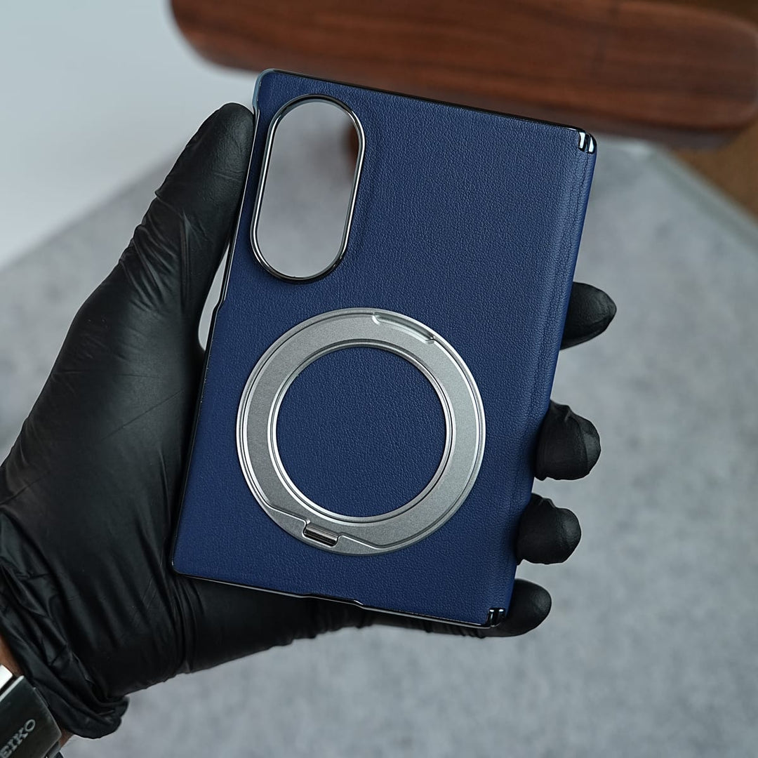 FRATO Z Fold 8 Series Premium Leather Texture Case For Galaxy Z Fold 8 | Foldable Ring Stand &amp; Metal Camera Frame