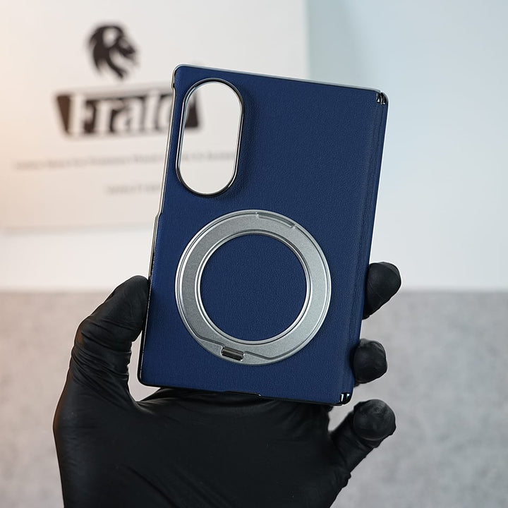 FRATO Z Fold 8 Series Premium Leather Texture Case For Galaxy Z Fold 8 | Foldable Ring Stand &amp; Metal Camera Frame