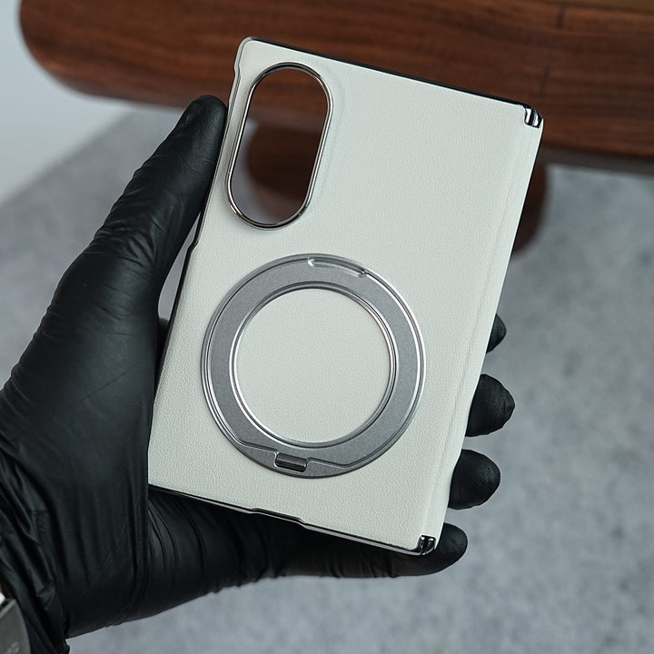 FRATO Z Fold 8 Series Premium Leather Texture Case For Galaxy Z Fold 8 | Foldable Ring Stand &amp; Metal Camera Frame