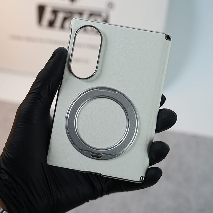 FRATO Z Fold 8 Series Premium Leather Texture Case For Galaxy Z Fold 8 | Foldable Ring Stand &amp; Metal Camera Frame