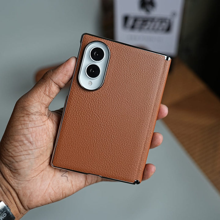 FRATO Z Fold 8 Series Premium Leather Texture Hinge Protection Case for Galaxy Z Fold 8 | Front Glass Cover