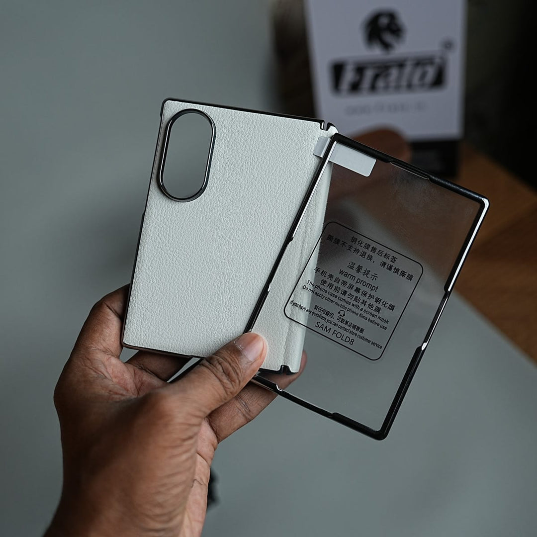 FRATO Z Fold 8 Series Premium Leather Texture Hinge Protection Case for Galaxy Z Fold 8 | Front Glass Cover