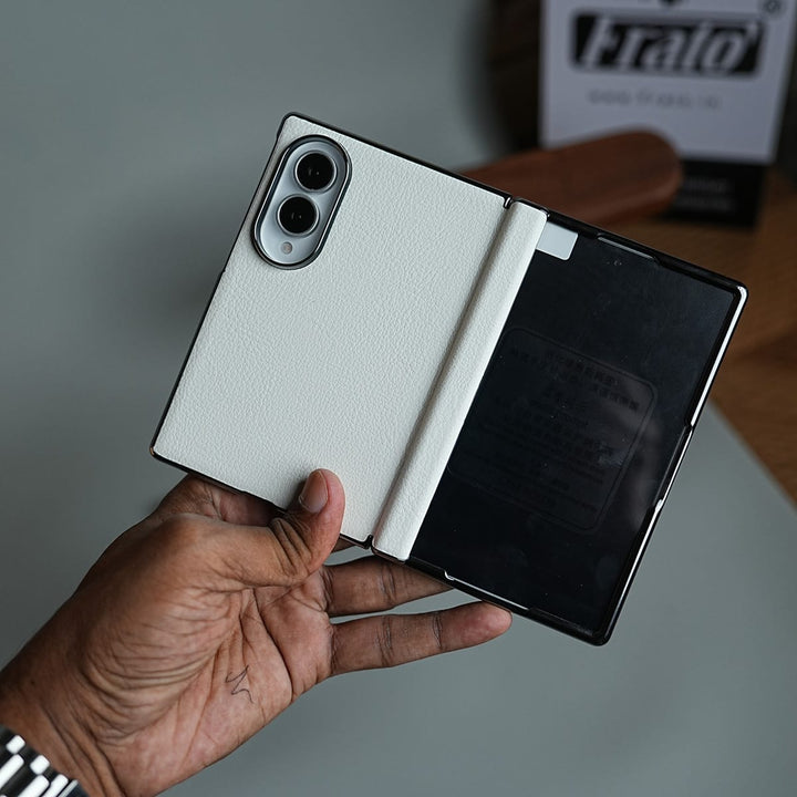 FRATO Z Fold 8 Series Premium Leather Texture Hinge Protection Case for Galaxy Z Fold 8 | Front Glass Cover