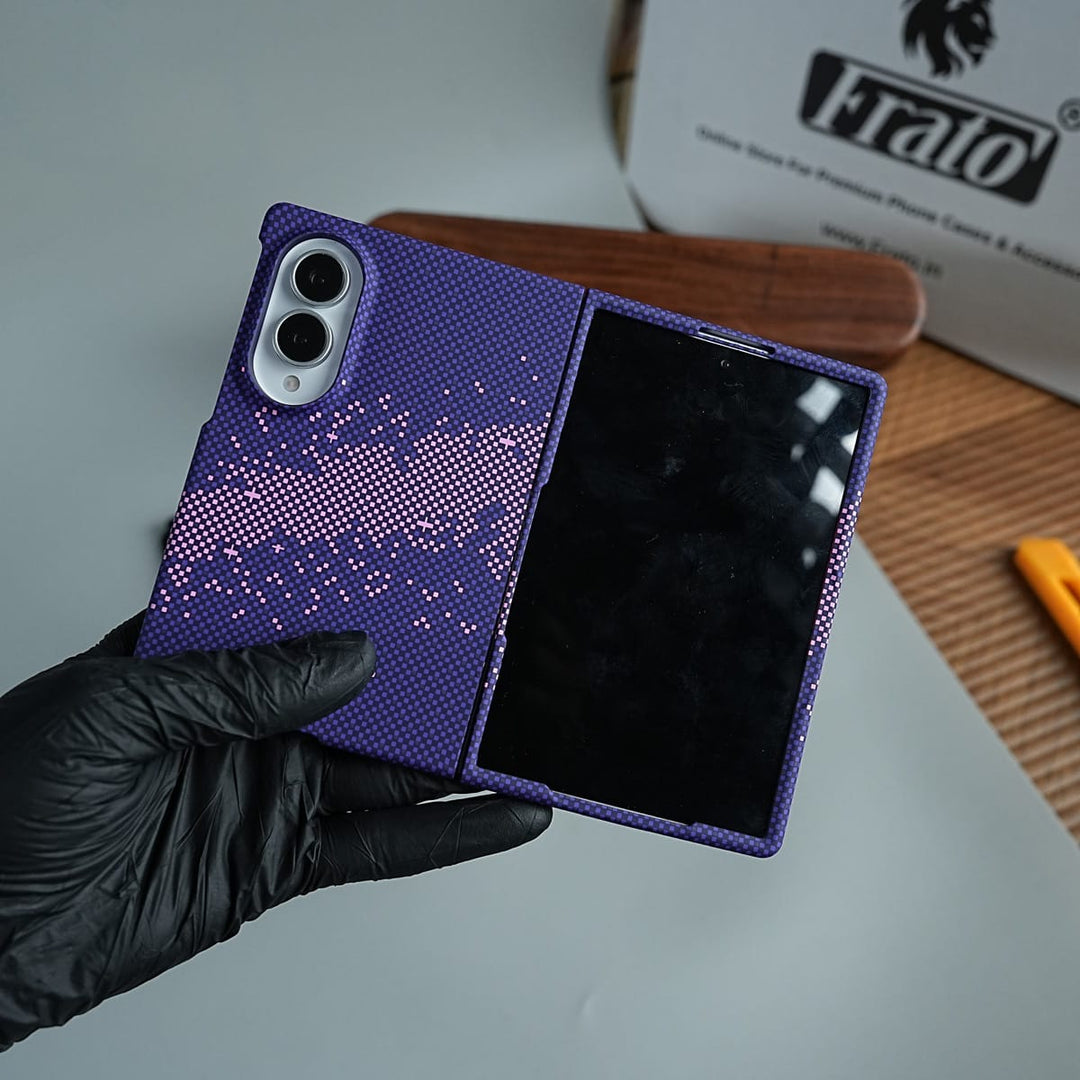 FRATO Z Fold 8 Series Purple Pixel Pattern Case Abstract Wave Design Case For Samsung Galaxy Z Fold 8