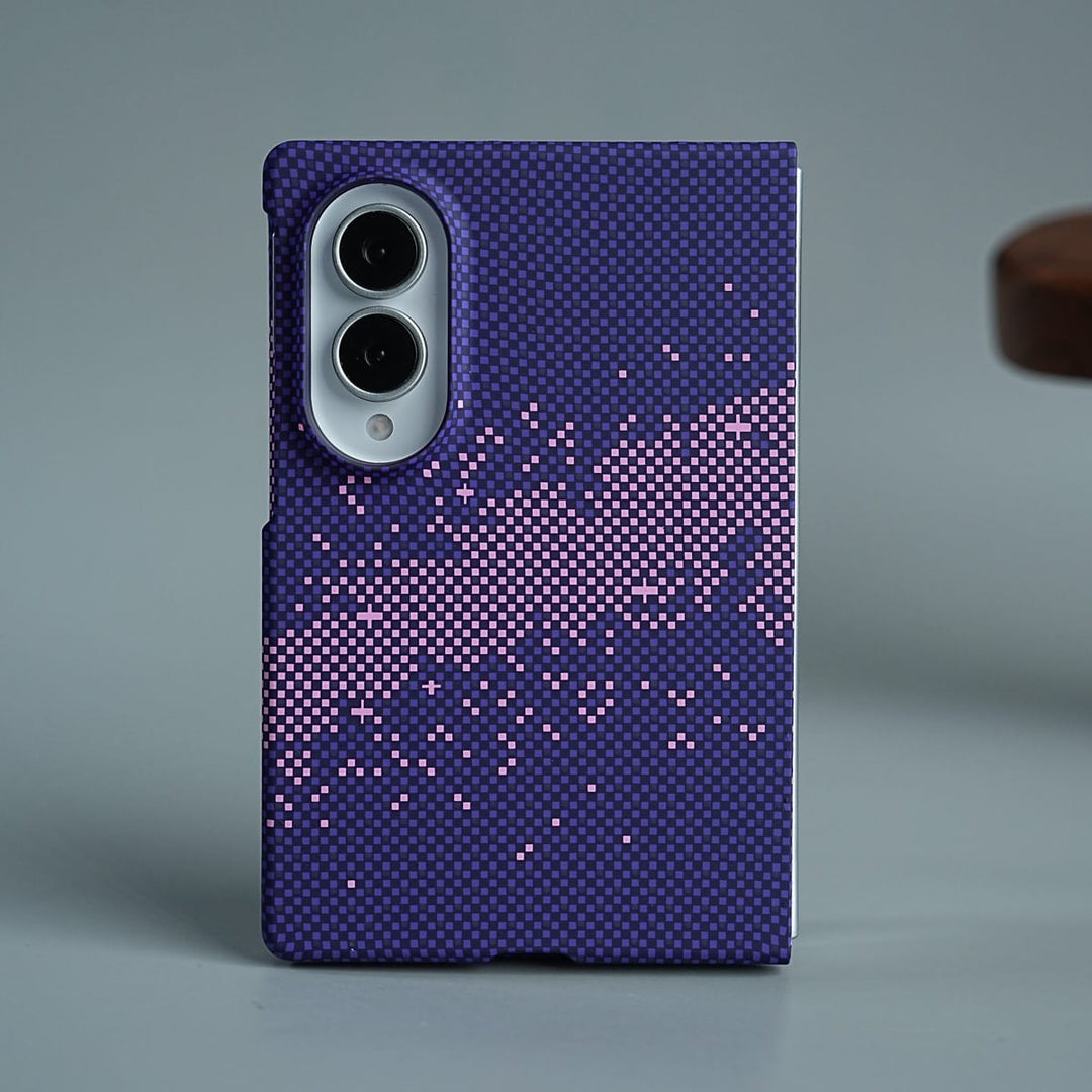 FRATO Z Fold 8 Series Purple Pixel Pattern Case Abstract Wave Design Case For Samsung Galaxy Z Fold 8