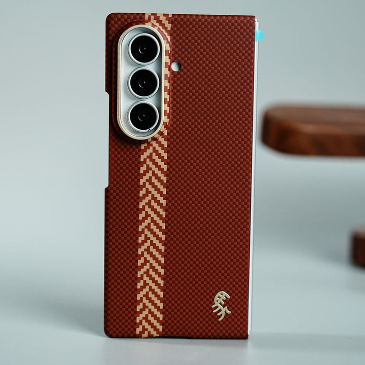 FRATO Z Fold 8 Series Red Check Pattern Magnetic Back Case for Galaxy Z Fold 8 Ultra | Chevron Stripe Design