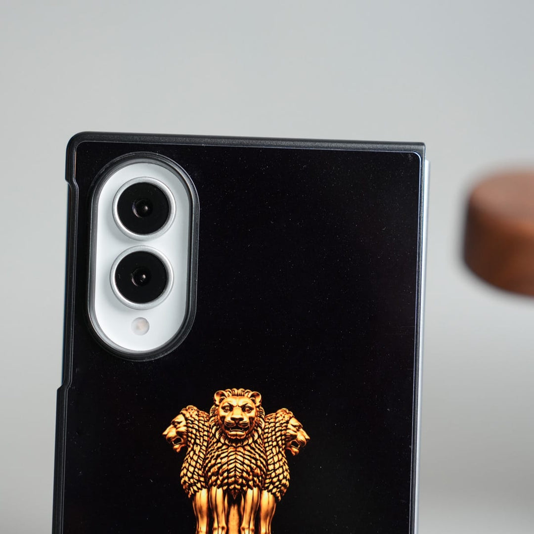 FRATO Z Fold 8 Series Satyameva Jayate Ashoka Emblem Design Case for Galaxy Z Fold 8 | Black Protective Back Cover