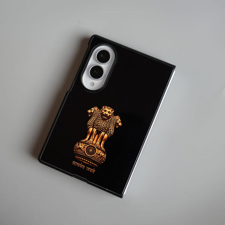 FRATO Z Fold 8 Series Satyameva Jayate Ashoka Emblem Design Case for Galaxy Z Fold 8 | Black Protective Back Cover