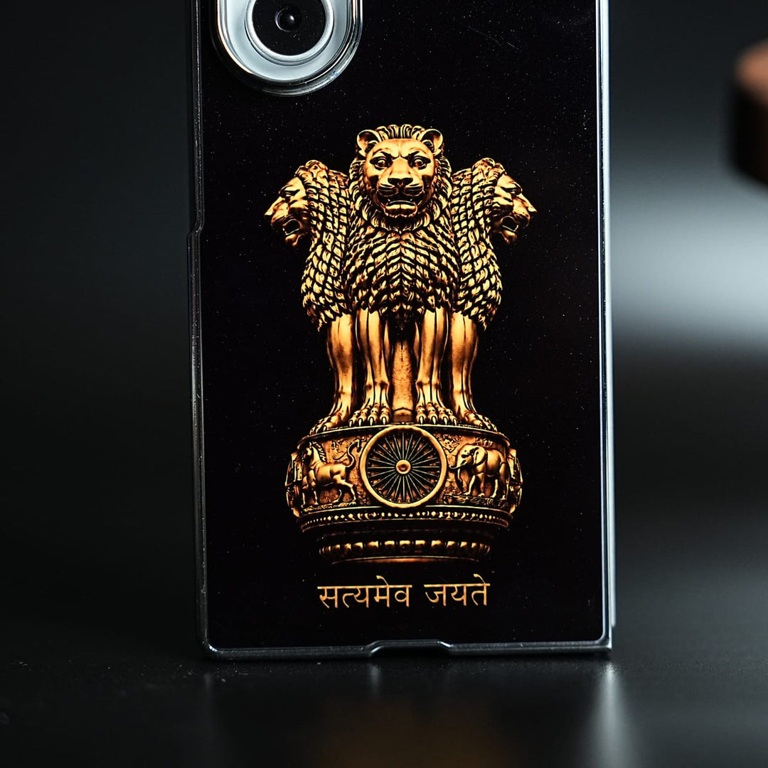 FRATO Z Fold 8 Series Satyameva Jayate Chrome Plated Case for Galaxy Z Fold 8 Ultra | Lion Capital of Ashoka Emblem