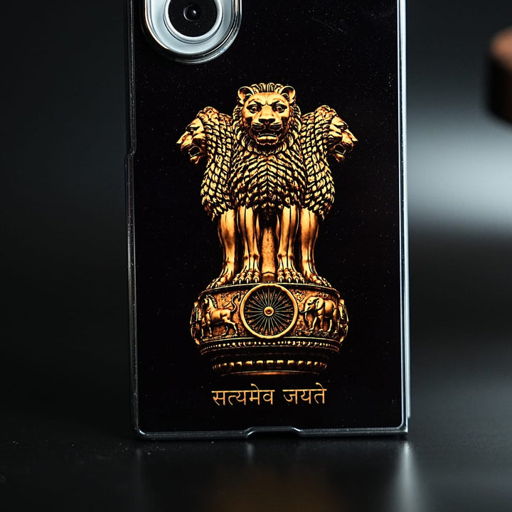 FRATO Z Fold 8 Series Satyameva Jayate Chrome Plated Case for Galaxy Z Fold 8 Ultra | Lion Capital of Ashoka Emblem