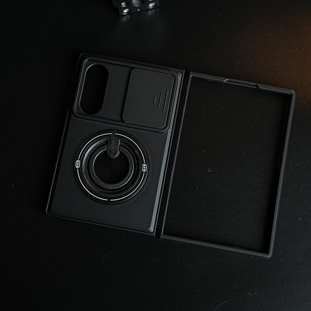 FRATO Z Fold 8 Series Sliding Camera Shield Case for Galaxy Z Fold 8 | Rotating Ring Stand