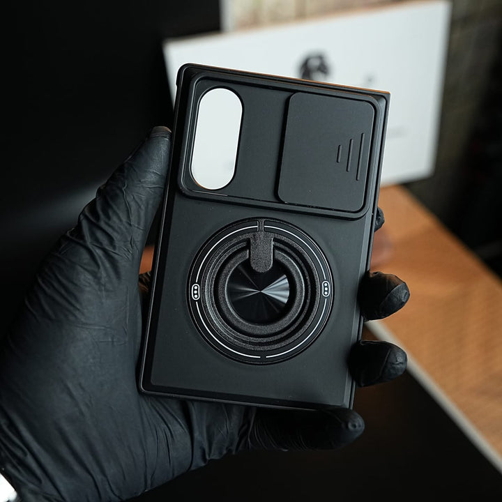 FRATO Z Fold 8 Series Sliding Camera Shield Case for Galaxy Z Fold 8 | Rotating Ring Stand
