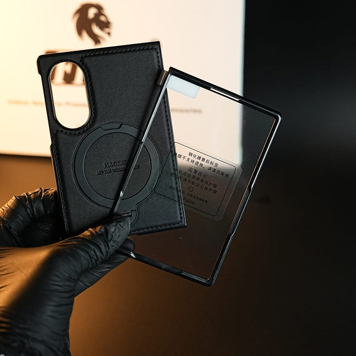 FRATO Z Fold 8 Series Stitched Leather Texture Case for Galaxy Z Fold 8 | Ring Stand and Front Frame
