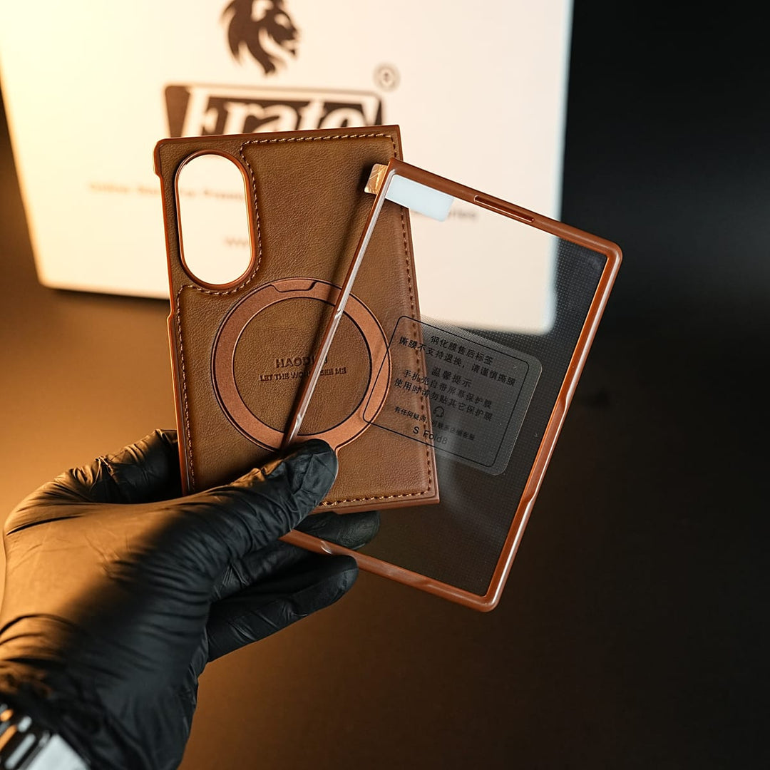 FRATO Z Fold 8 Series Stitched Leather Texture Case for Galaxy Z Fold 8 | Ring Stand and Front Frame