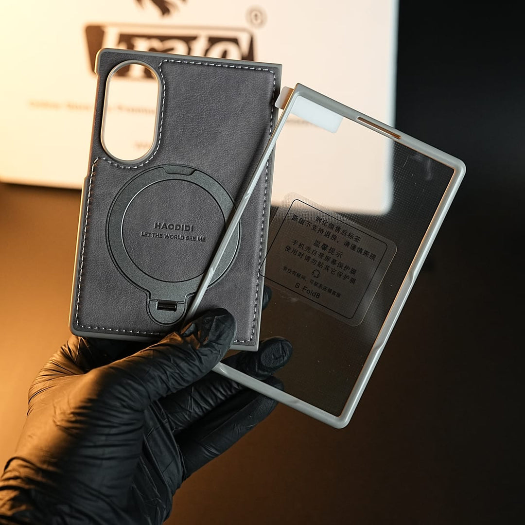 FRATO Z Fold 8 Series Stitched Leather Texture Case for Galaxy Z Fold 8 | Ring Stand and Front Frame