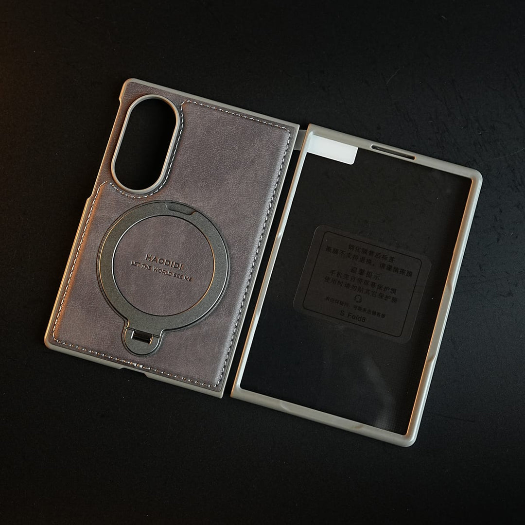 FRATO Z Fold 8 Series Stitched Leather Texture Case for Galaxy Z Fold 8 | Ring Stand and Front Frame