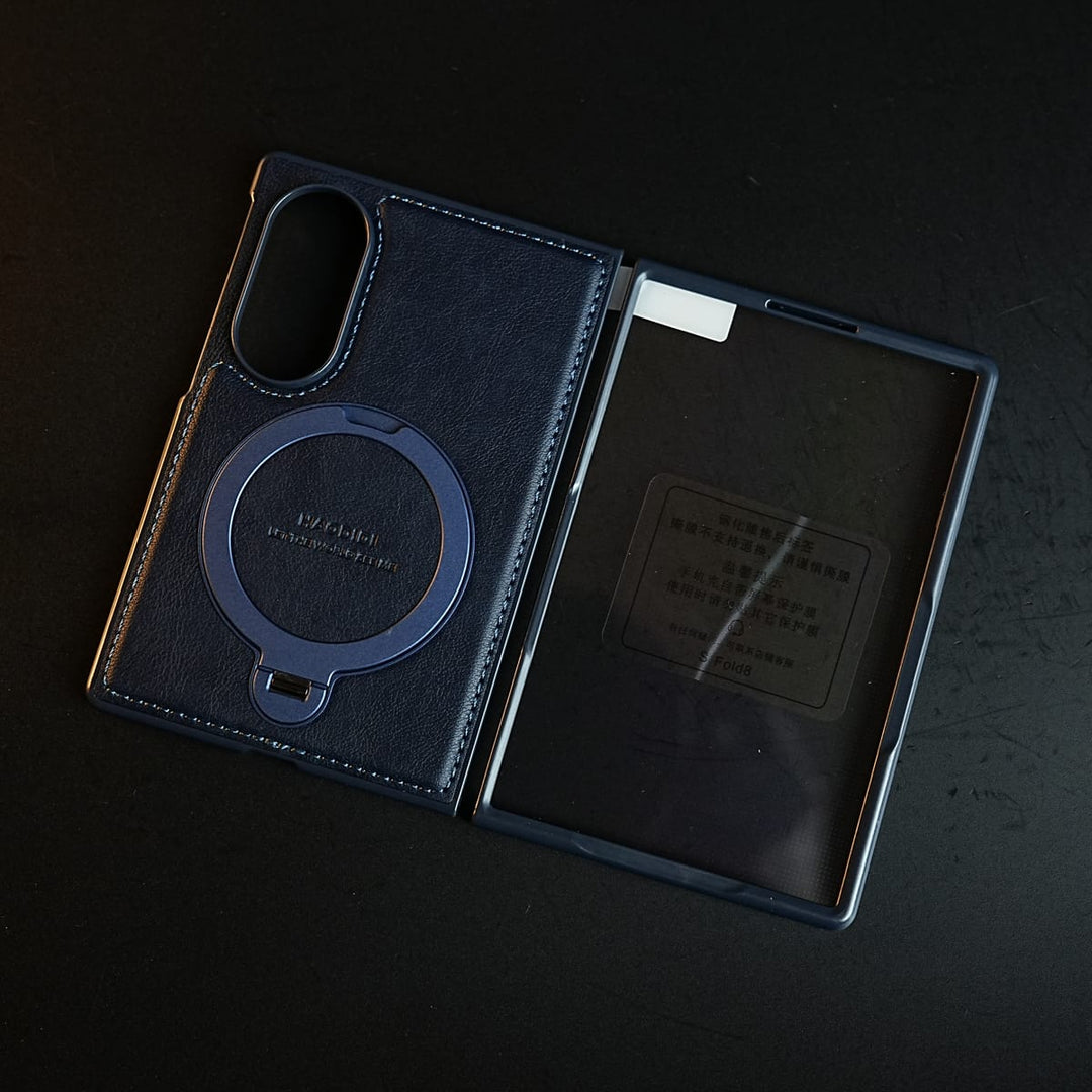 FRATO Z Fold 8 Series Stitched Leather Texture Case for Galaxy Z Fold 8 | Ring Stand and Front Frame