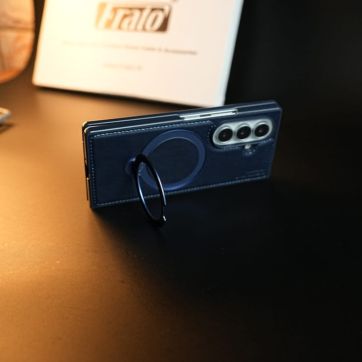 FRATO Z Fold 8 Series Stitched Leather Texture Case for Galaxy Z Fold 8 Ultra | Ring Stand and Front Frame