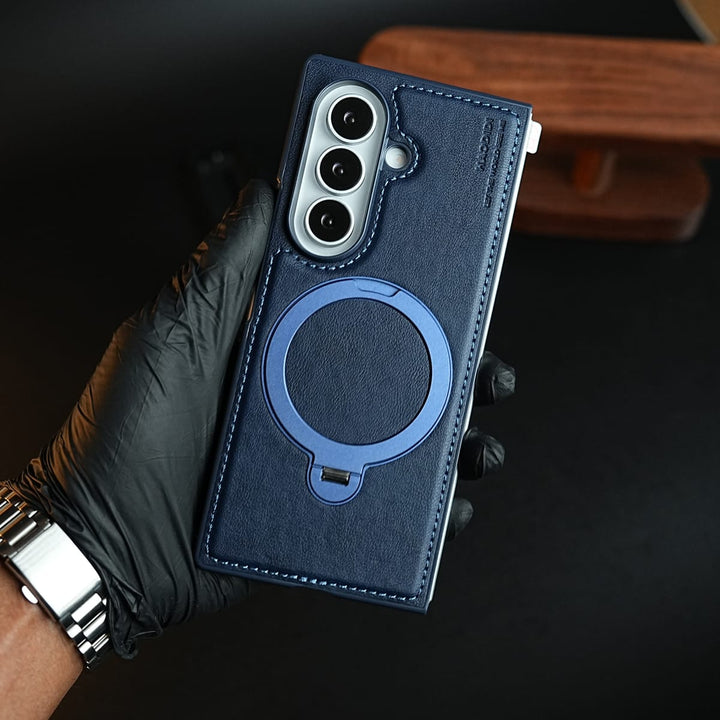 FRATO Z Fold 8 Series Stitched Leather Texture Case for Galaxy Z Fold 8 Ultra | Ring Stand and Front Frame