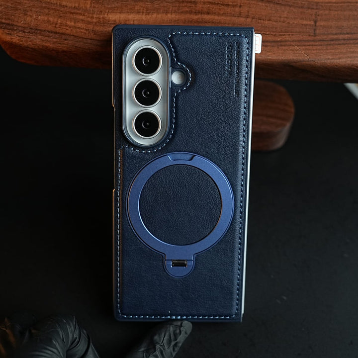 FRATO Z Fold 8 Series Stitched Leather Texture Case for Galaxy Z Fold 8 Ultra | Ring Stand and Front Frame