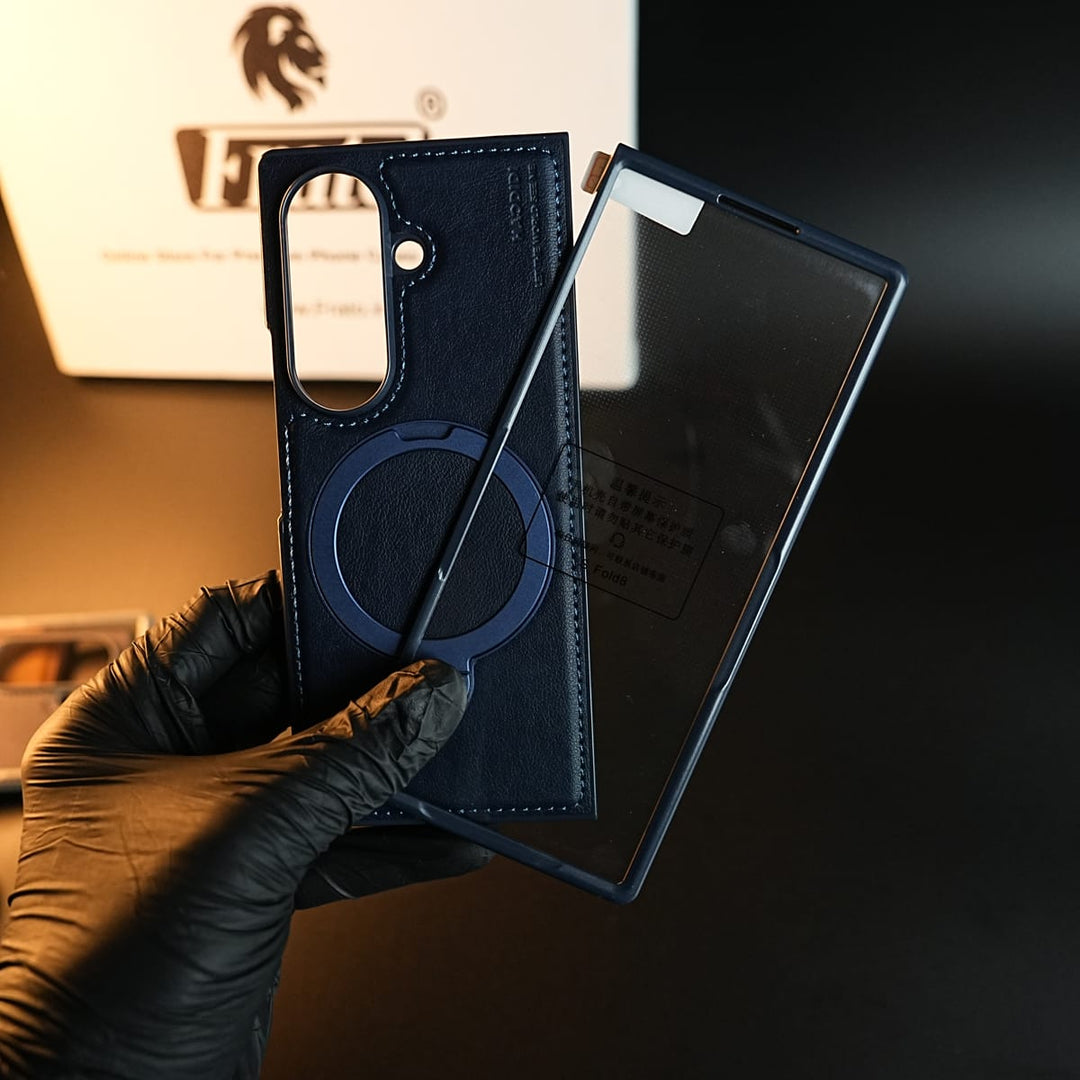 FRATO Z Fold 8 Series Stitched Leather Texture Case for Galaxy Z Fold 8 Ultra | Ring Stand and Front Frame