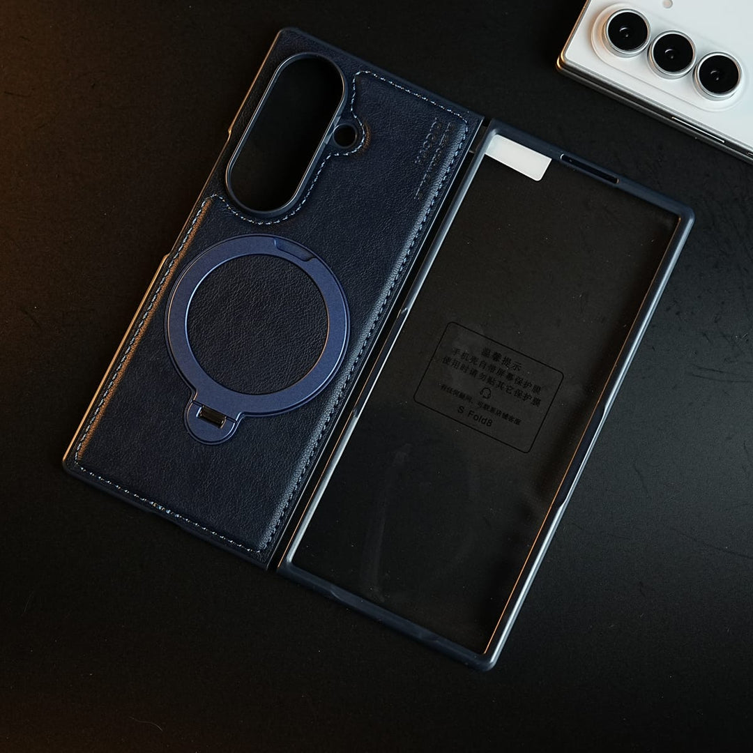 FRATO Z Fold 8 Series Stitched Leather Texture Case for Galaxy Z Fold 8 Ultra | Ring Stand and Front Frame