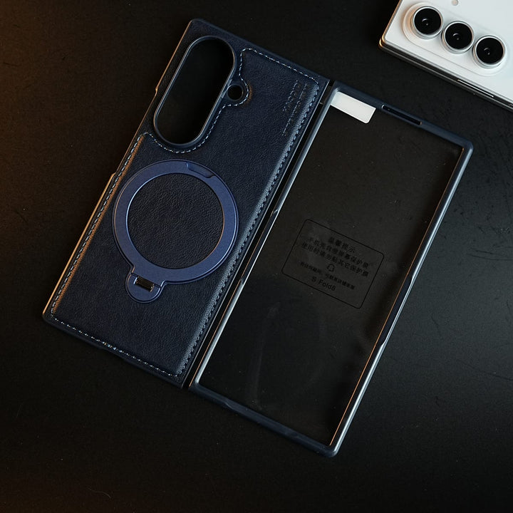 FRATO Z Fold 8 Series Stitched Leather Texture Case for Galaxy Z Fold 8 Ultra | Ring Stand and Front Frame