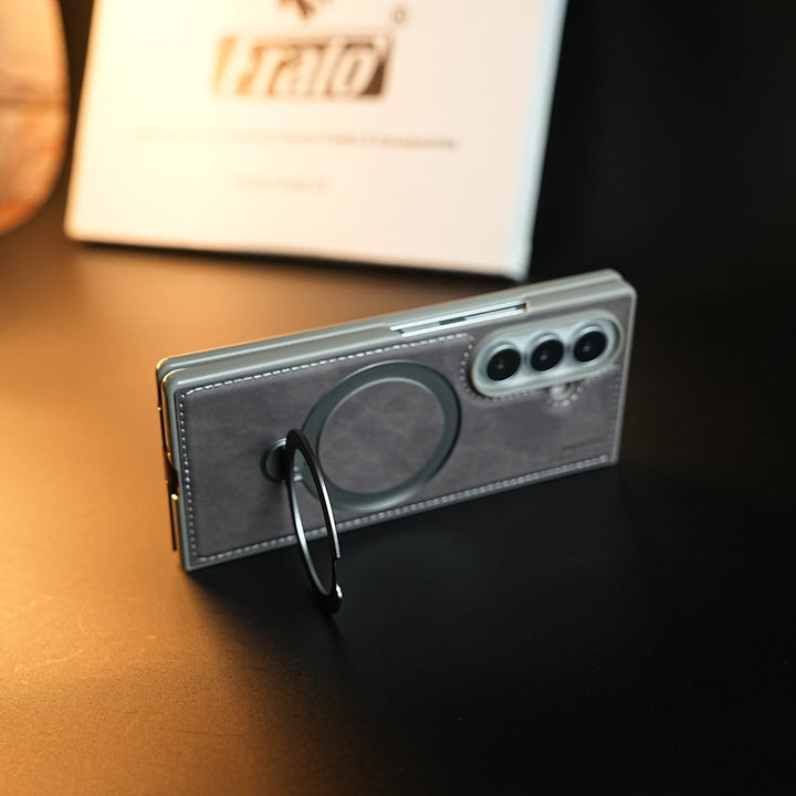 FRATO Z Fold 8 Series Stitched Leather Texture Case for Galaxy Z Fold 8 Ultra | Ring Stand and Front Frame