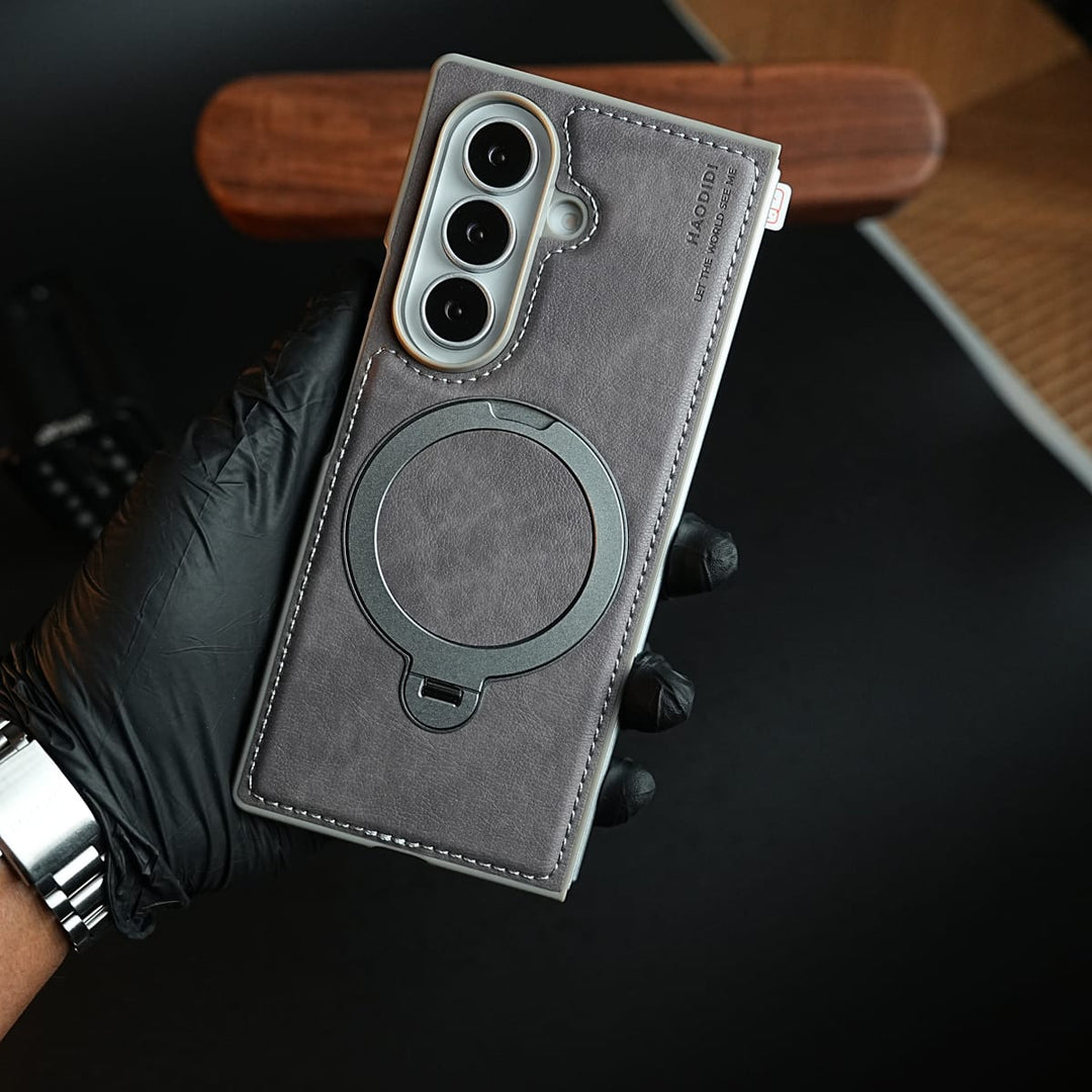 FRATO Z Fold 8 Series Stitched Leather Texture Case for Galaxy Z Fold 8 Ultra | Ring Stand and Front Frame