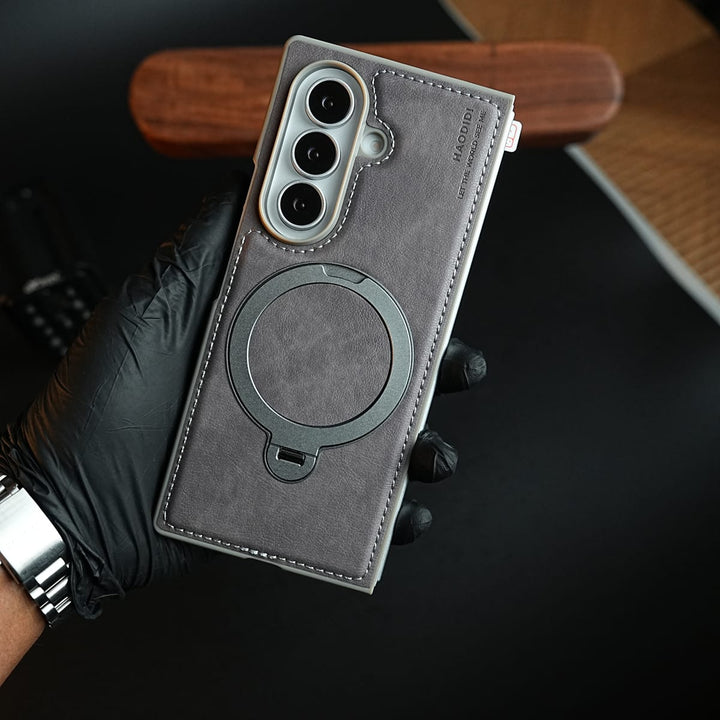 FRATO Z Fold 8 Series Stitched Leather Texture Case for Galaxy Z Fold 8 Ultra | Ring Stand and Front Frame