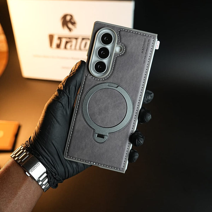 FRATO Z Fold 8 Series Stitched Leather Texture Case for Galaxy Z Fold 8 Ultra | Ring Stand and Front Frame
