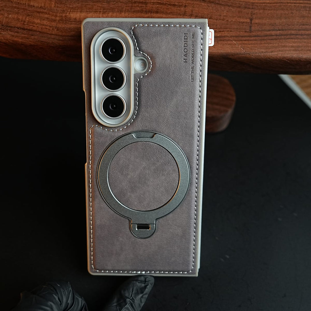 FRATO Z Fold 8 Series Stitched Leather Texture Case for Galaxy Z Fold 8 Ultra | Ring Stand and Front Frame
