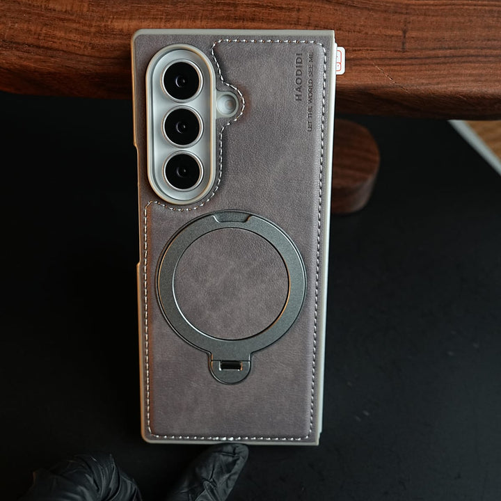 FRATO Z Fold 8 Series Stitched Leather Texture Case for Galaxy Z Fold 8 Ultra | Ring Stand and Front Frame