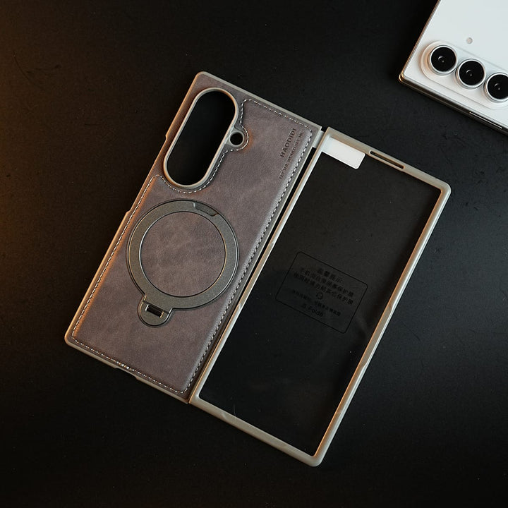 FRATO Z Fold 8 Series Stitched Leather Texture Case for Galaxy Z Fold 8 Ultra | Ring Stand and Front Frame