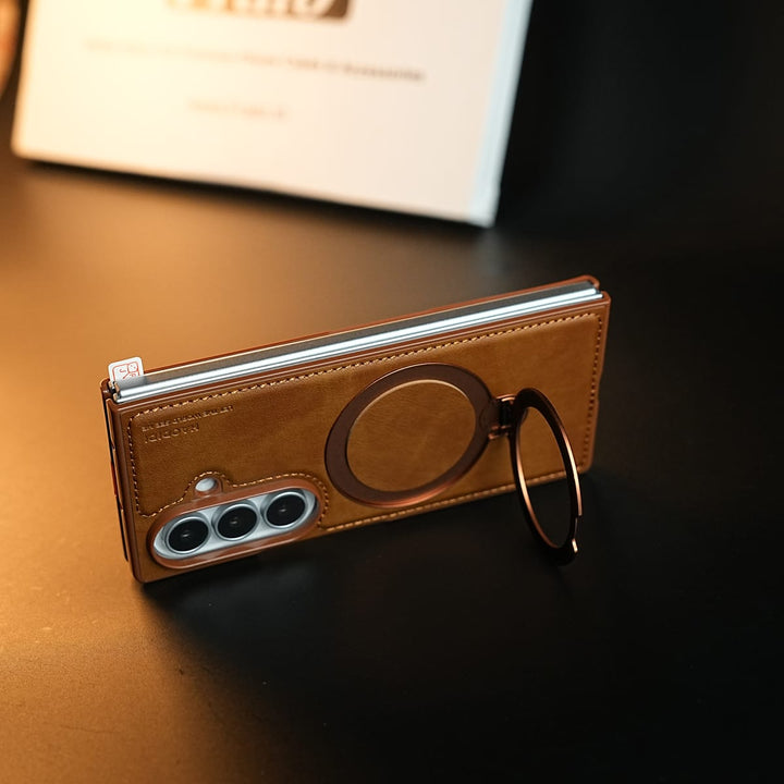 FRATO Z Fold 8 Series Stitched Leather Texture Case for Galaxy Z Fold 8 Ultra | Ring Stand and Front Frame
