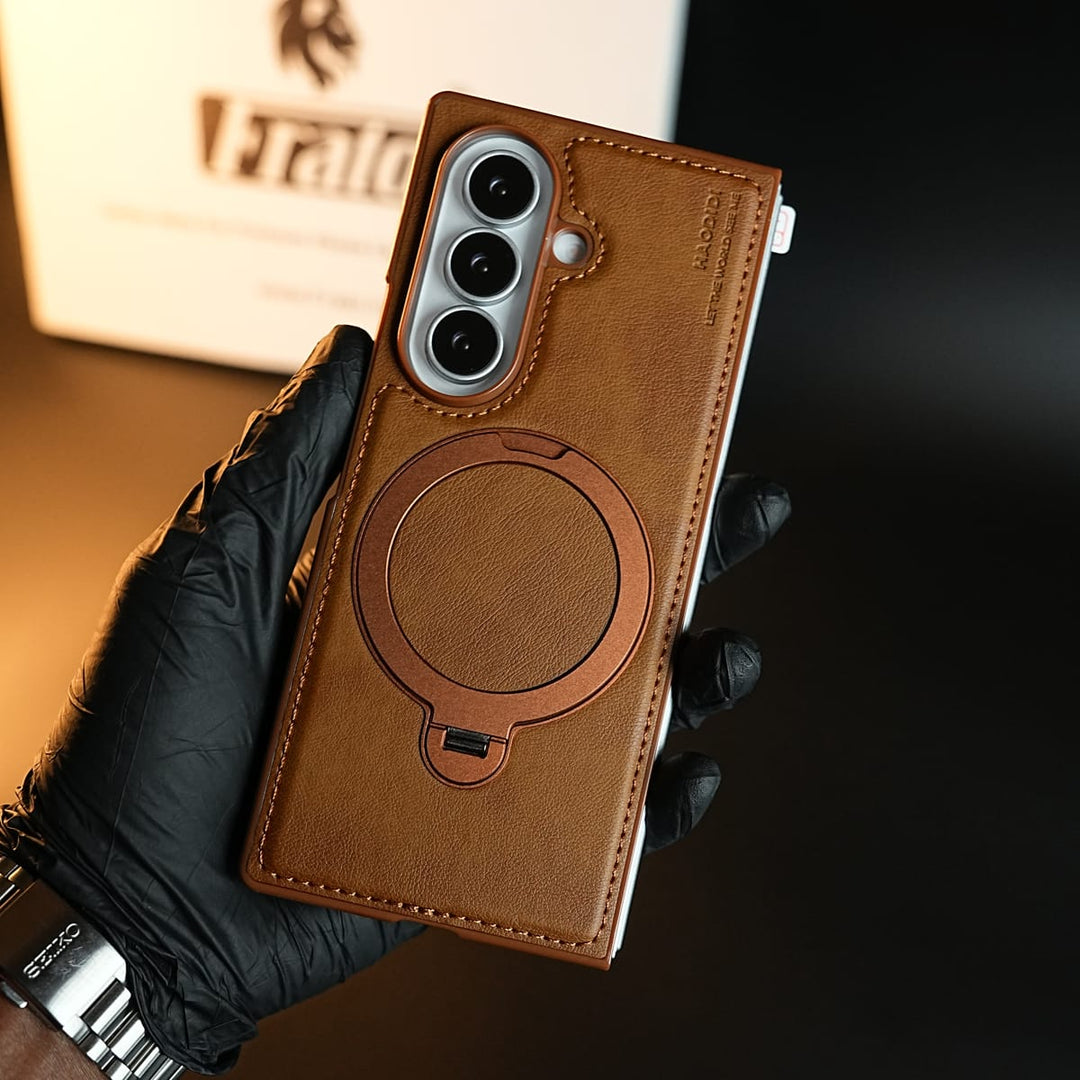 FRATO Z Fold 8 Series Stitched Leather Texture Case for Galaxy Z Fold 8 Ultra | Ring Stand and Front Frame