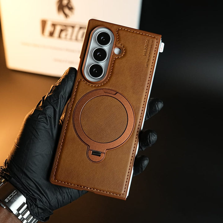 FRATO Z Fold 8 Series Stitched Leather Texture Case for Galaxy Z Fold 8 Ultra | Ring Stand and Front Frame