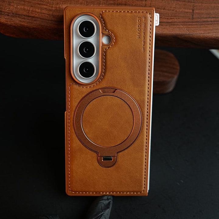 FRATO Z Fold 8 Series Stitched Leather Texture Case for Galaxy Z Fold 8 Ultra | Ring Stand and Front Frame