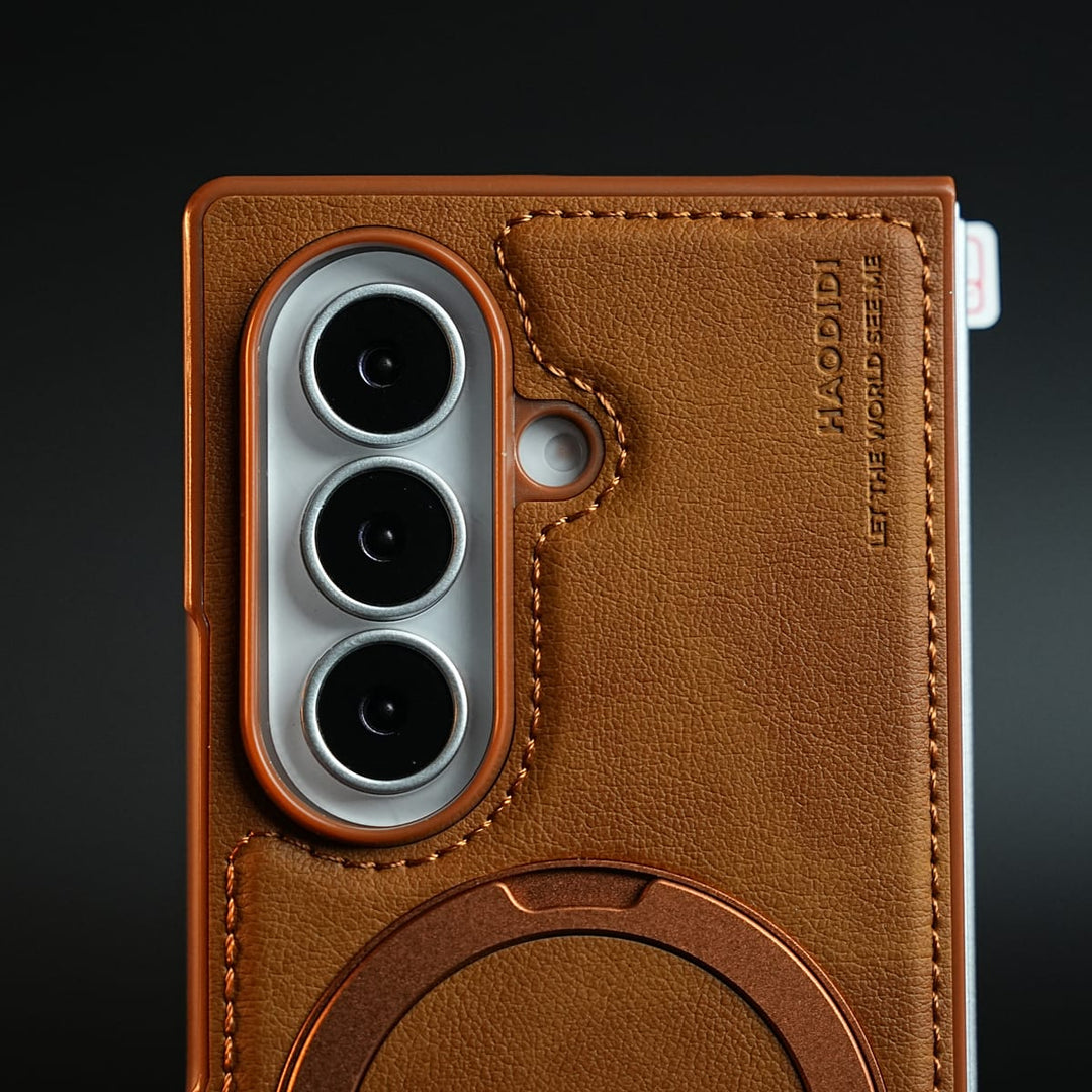 FRATO Z Fold 8 Series Stitched Leather Texture Case for Galaxy Z Fold 8 Ultra | Ring Stand and Front Frame