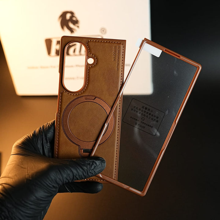 FRATO Z Fold 8 Series Stitched Leather Texture Case for Galaxy Z Fold 8 Ultra | Ring Stand and Front Frame