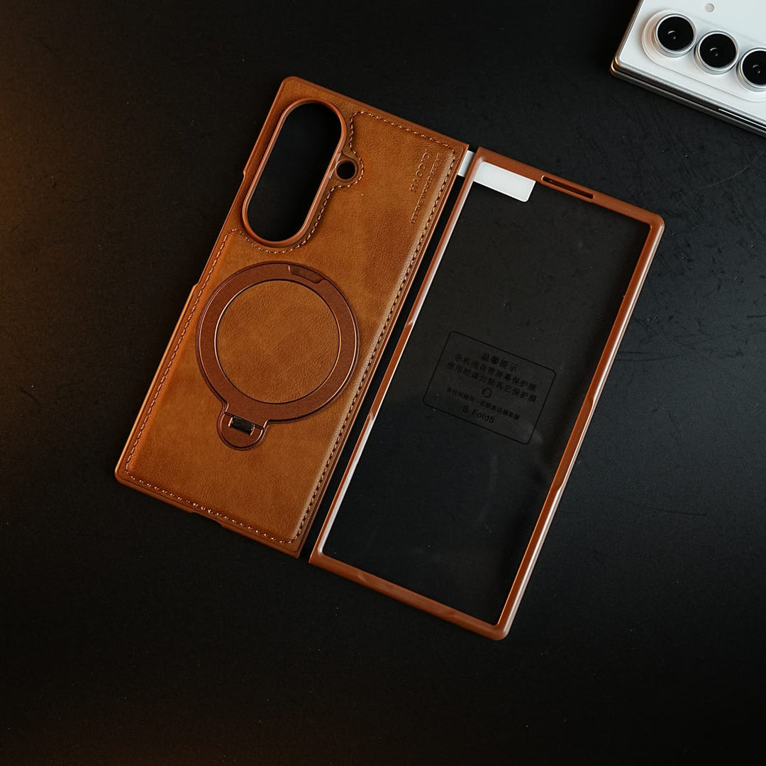 FRATO Z Fold 8 Series Stitched Leather Texture Case for Galaxy Z Fold 8 Ultra | Ring Stand and Front Frame