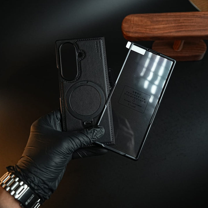 FRATO Z Fold 8 Series Stitched Leather Texture Case for Galaxy Z Fold 8 Ultra | Ring Stand and Front Frame