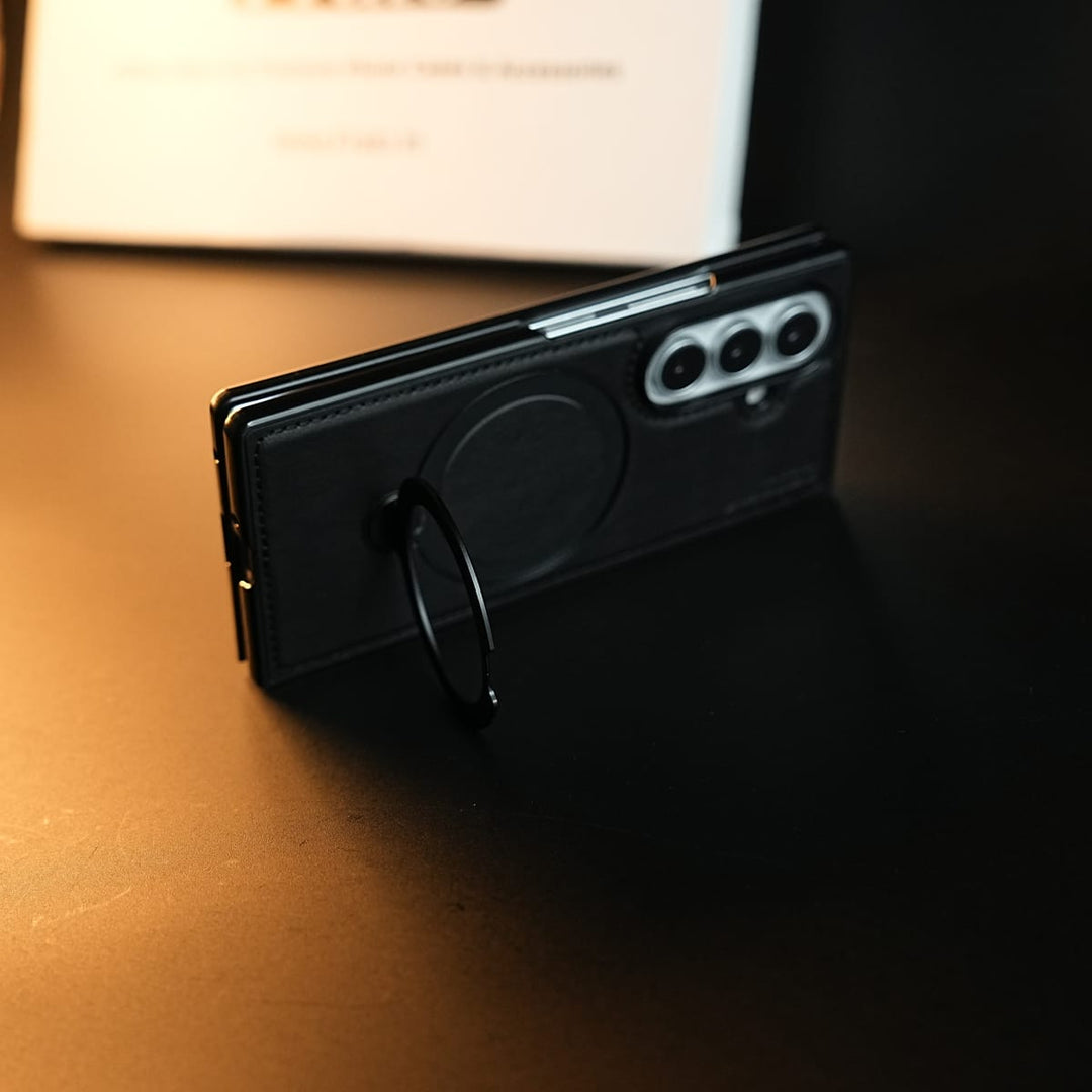 FRATO Z Fold 8 Series Stitched Leather Texture Case for Galaxy Z Fold 8 Ultra | Ring Stand and Front Frame