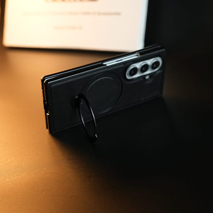 FRATO Z Fold 8 Series Stitched Leather Texture Case for Galaxy Z Fold 8 Ultra | Ring Stand and Front Frame