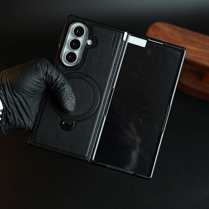 FRATO Z Fold 8 Series Stitched Leather Texture Case for Galaxy Z Fold 8 Ultra | Ring Stand and Front Frame